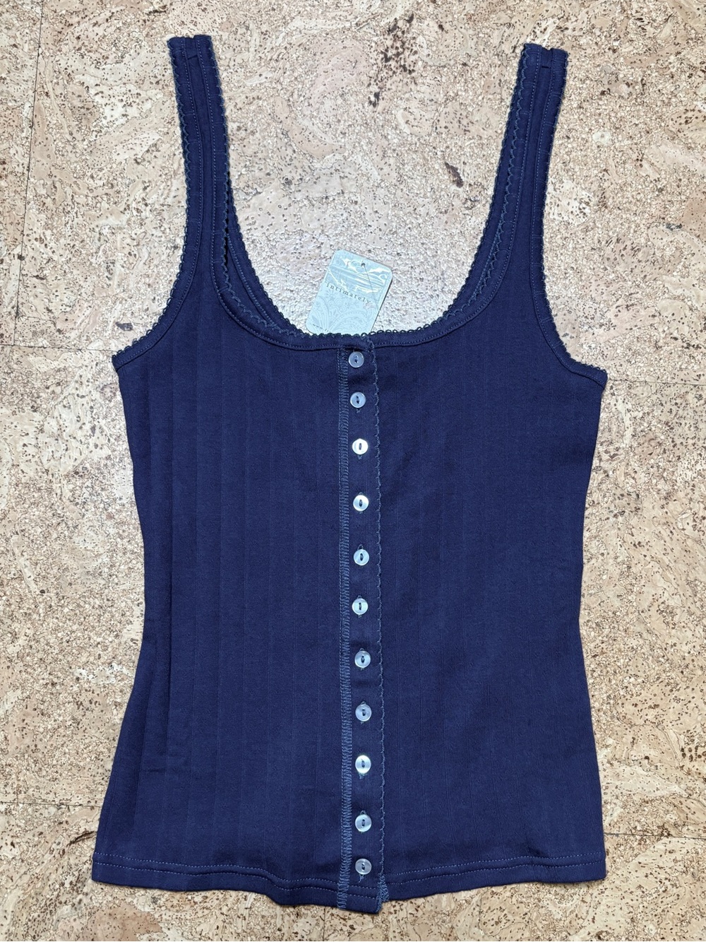 Intimately Free People End Game Pointelle Tank NWT Indigo(Elderberry/Ink Blue) M